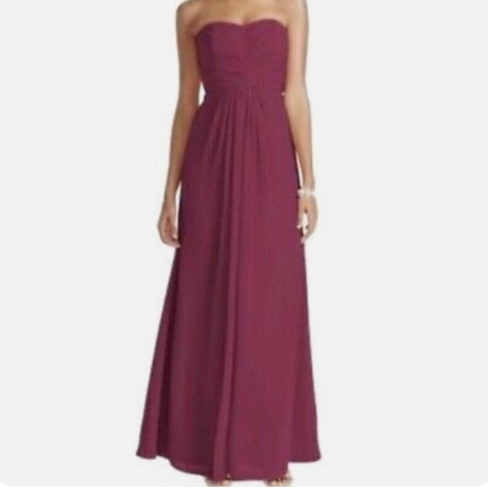 Wine Chiffon Floor Length Dress